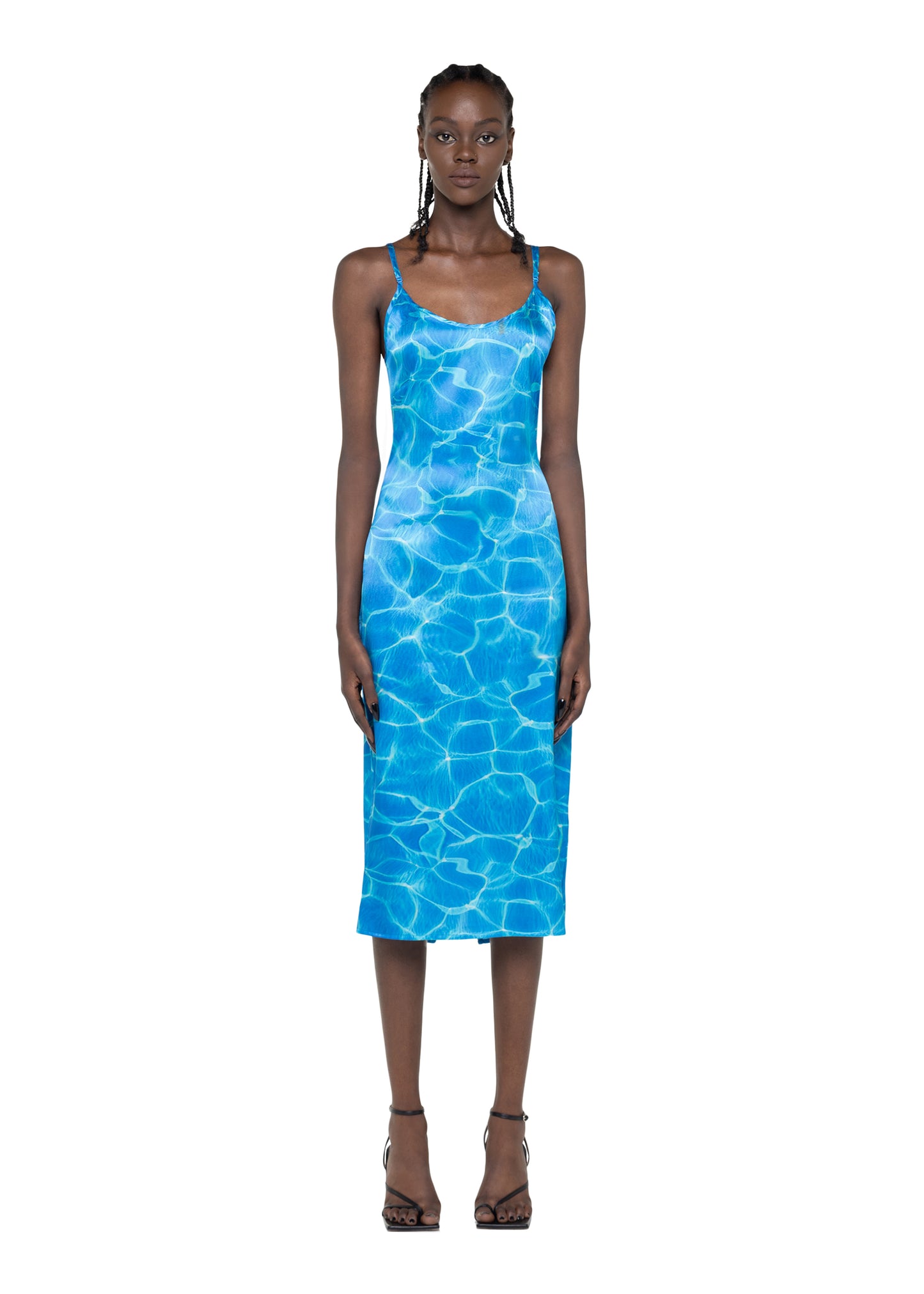 AQUA SILK MIDI DRESS