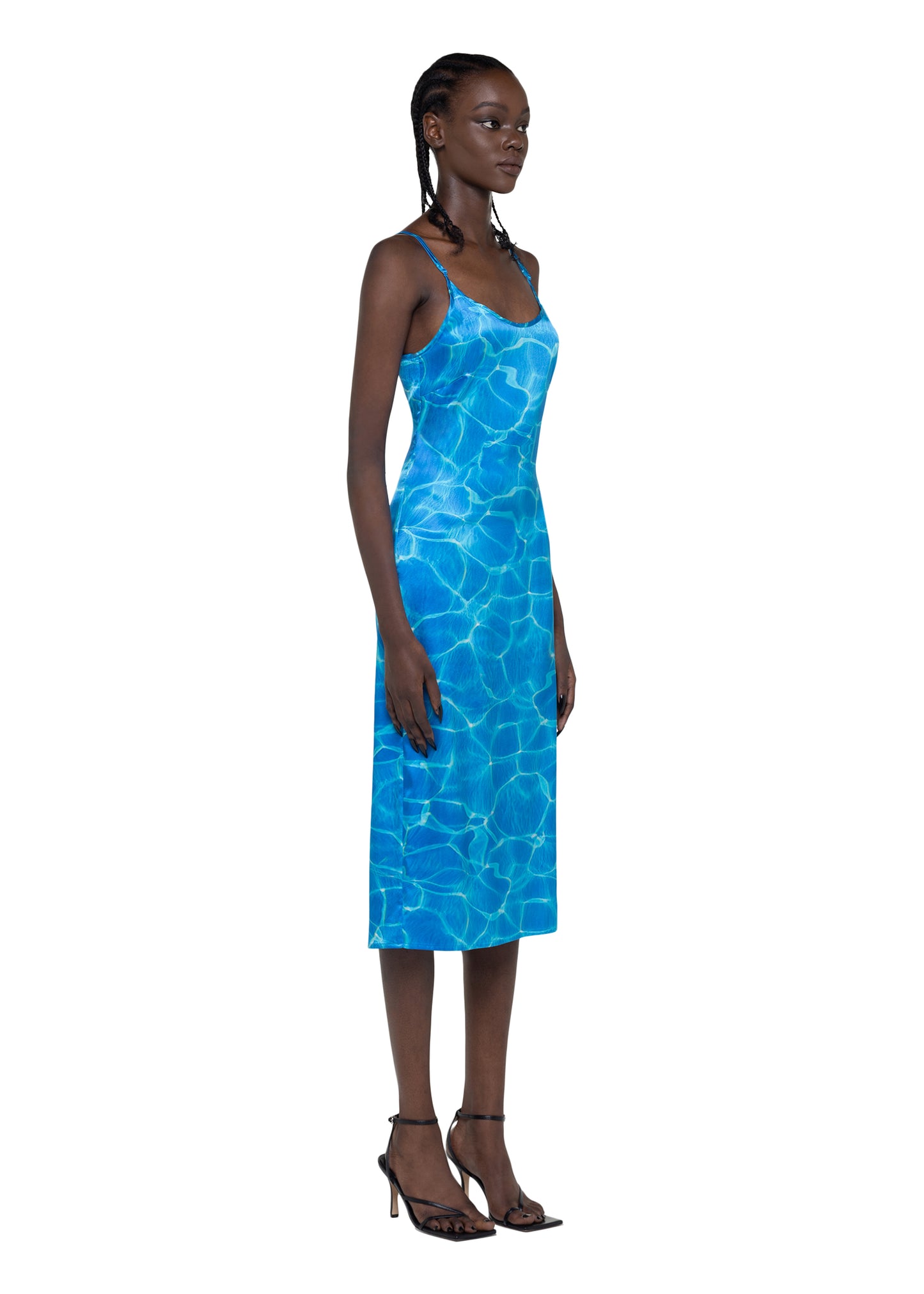 AQUA SILK MIDI DRESS
