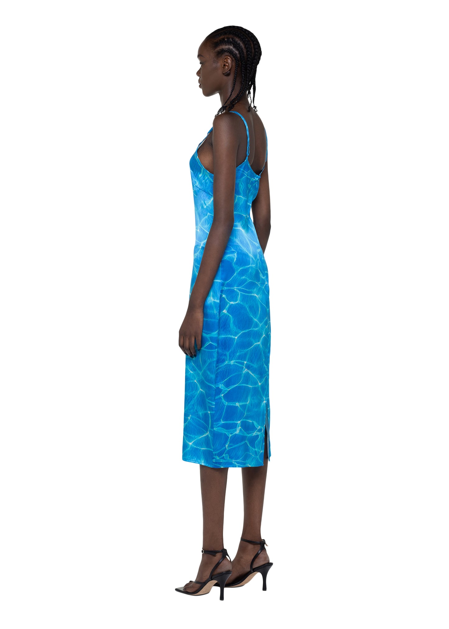 AQUA SILK MIDI DRESS